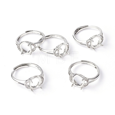 Adjustable Brass Solitaire Ring Settings KK-L193-06P-1