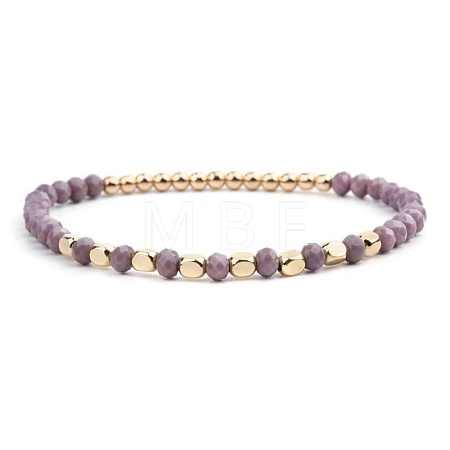 Narual Amethyst & Synthetic Non-magnetic Hematite Beads Stretch Bracelets for Women KP6261-6-1