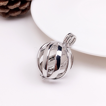 Brass Bead Cage Pendants FIND-PW0008-03P-1