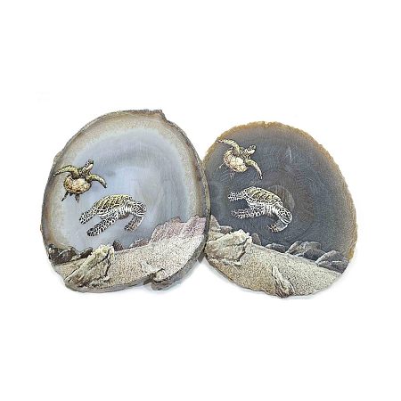 Printed Natural Agate Slice Stone Ornament DJEW-M011-03H-1