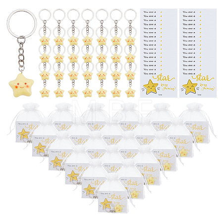 35Pcs Resin Star Keychains KEYC-DC00067-1
