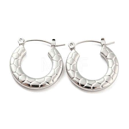 Non-Tarnish Texture Ring 304 Stainless Steel Hoop Earrings for Women EJEW-C067-05P-1