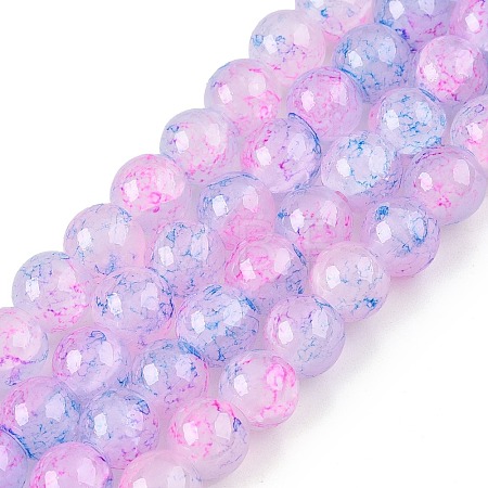 Baking Paint Crackle Glass Bead Strands DGLA-Q023-8mm-YS55-A-1