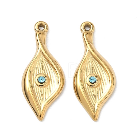 304 Stainless Steel Rhinestone Pendants STAS-L308-10G-1