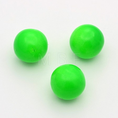No Hole Spray Painted Fluorescence Brass Round Ball Beads Fit Cage Pendants KKB-J004-01-1