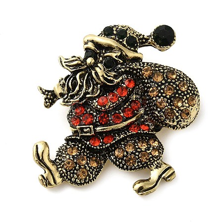 Christmas Alloy Colorful Rhinestone Brooches JEWB-U009-10A-1