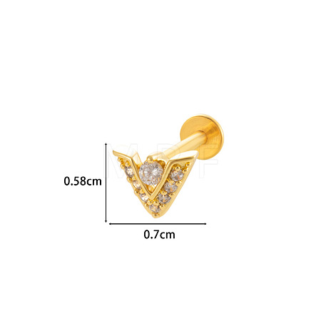 Triangle 316L Surgical Stainless Steel Clear Cubic Zirconia 17 Gauge Internally Threaded Labrets WGBD99E-15-1