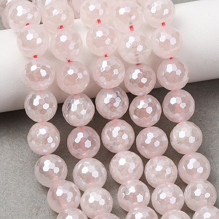 Electroplated Natural Rose Quartz Beads Strands G-B191-A04-10mm-1