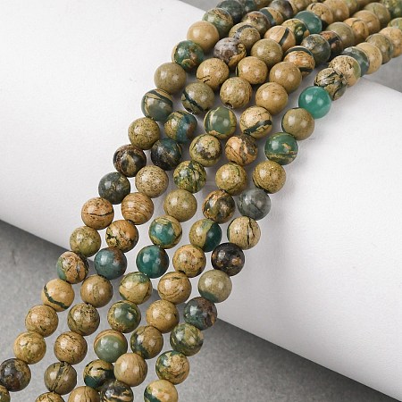Natural Green Dragon Veins Beads Strands G-D098-A01-4mm-1