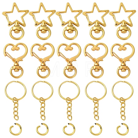 10Set 2 Styles Star Alloy Swivel Clasps with 10Pcs Iron Split Key Rings PURS-YW0001-01A-1