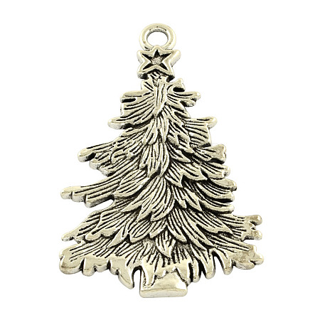 Tibetan Style Alloy Christmas Tree Big Pendants TIBEP-5251-AS-LF-1