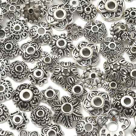 100Pcs 20 Styles Tibetan Style Alloy Bead Caps FIND-YW0004-06-1