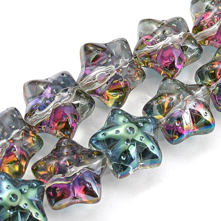 Half Rainbow Plated Electroplate Transparent Glass Beads Strands EGLA-G037-07A-HR01-1
