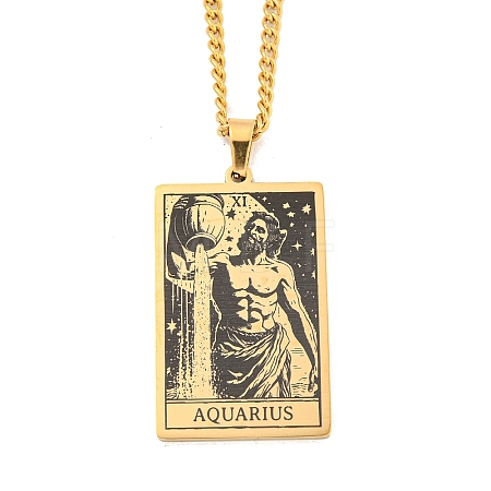 304 Stainless Steel Tarot Pendant Necklaces NJEW-A026-01G-11-1