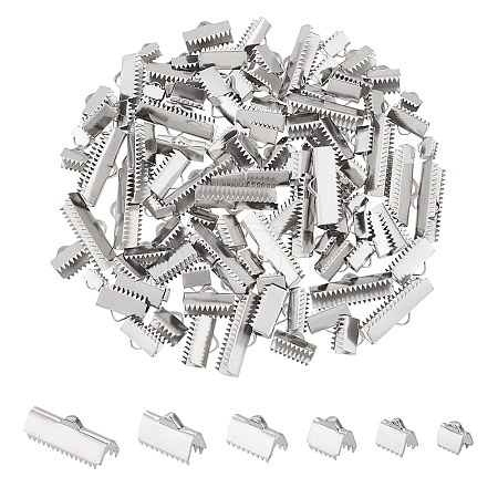 120Pcs 6 Styles 304 Stainless Steel Ribbon Crimp Ends STAS-UN0063-91P-1