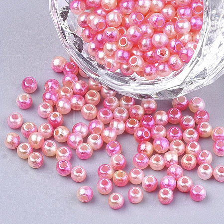 Rainbow ABS Plastic Imitation Pearl Beads OACR-Q174-5mm-04-1