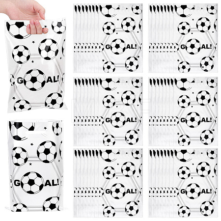 100Pcs Football Print Plastic Gift Bags with Die Cut Hole Handle ABAG-WH0045-101B-1