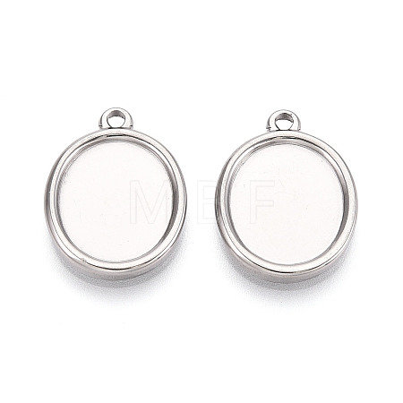 304 Stainless Steel Pendant Cabochon Settings STAS-T067-69P-1