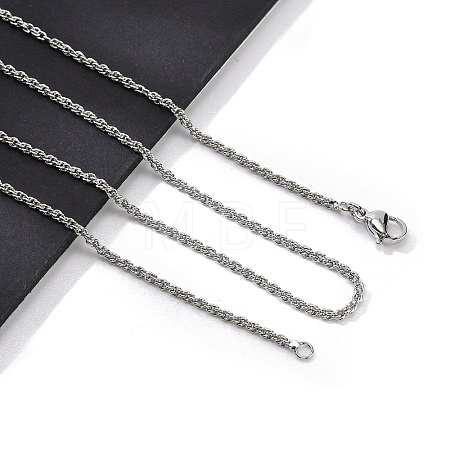 2mm Brass Rope Chain Necklaces for Men Women NJEW-G160-20P-1
