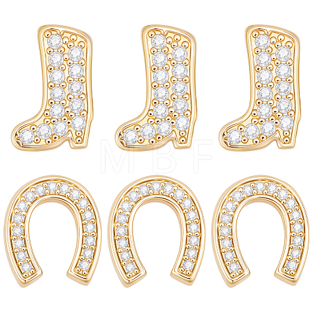 8Pcs 2 Styles Brass Micro Pave Cubic Zirconia Beads KK-BBC0024-70-1