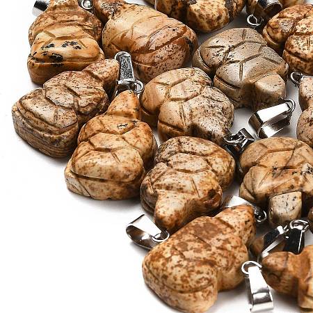 Natural Picture Jasper Pendants G-B127-06P-08-1