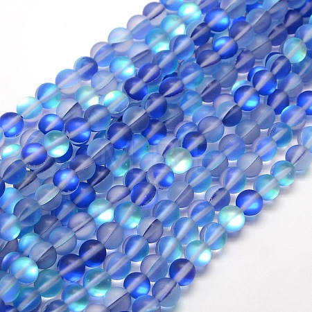 Synthetic Moonstone Beads Strands G-F142-6mm-08-1