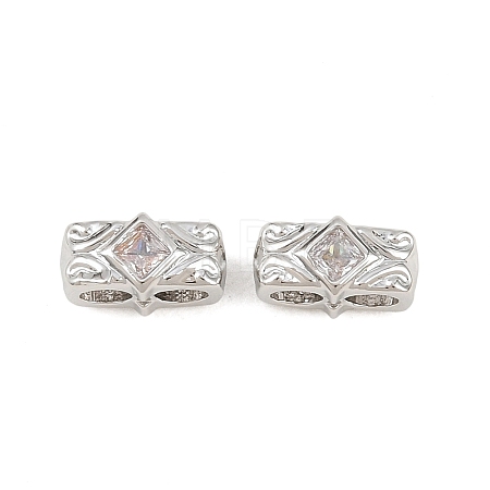 Brass Micro Pave Clear Cubic Zirconia Slide Charms KK-Z151-05P-1