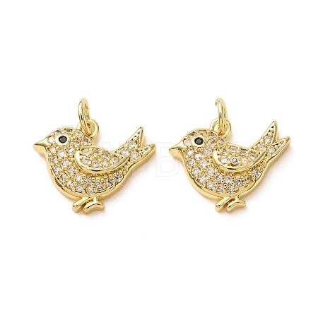 Brass Micro Pave Black Cubic Zirconia Charms CU-E003-18G-22-1