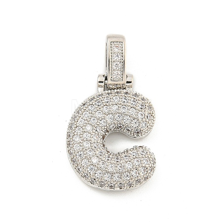 Brass Micro Pave Clear Cubic Zirconia Pendants KK-B099-01P-C-1
