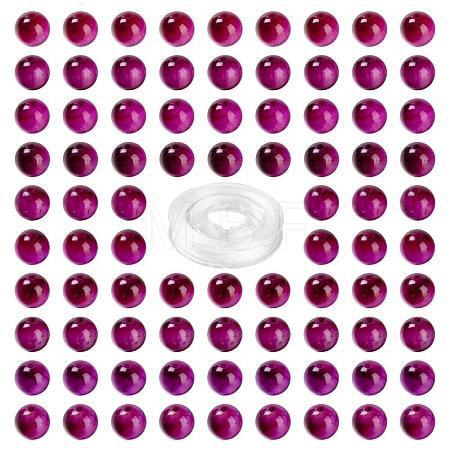 100Pcs 8mm Dyed & Heated Natural Rose Tiger Eye Round Beads DIY-LS0002-66-1