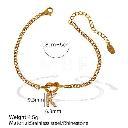 304 Stainless Steel Micro Pave Clear Cubic Zirconia Charm Bracelets WG4D47F-12-1