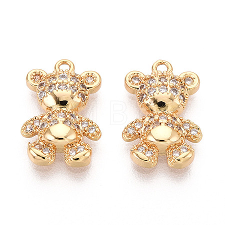 Brass Micro Pave Clear Cubic Zirconia Pendants KK-T078-02G-02-1