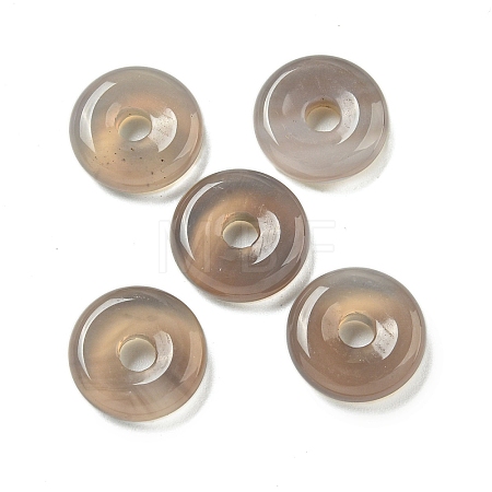 Natural Grey Agate Donut/Pi Disc Charms G-G142-01J-1