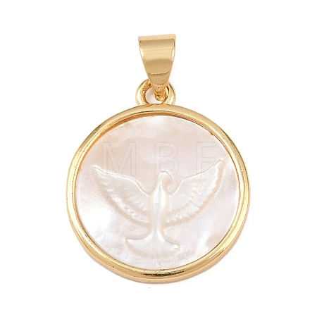 Natural White Shell Flat Round Pendants KK-F919-42A-G-1