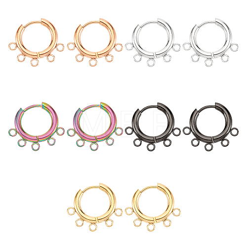 10 Pairs 5 Colors 304 Stainless Steel Hoop Earring Findings STAS-DC0011-06-1