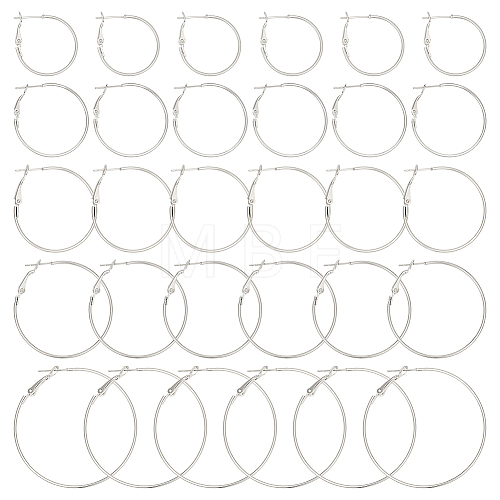 Beebeecraft 30Pcs 6 Style Brass Hoop Earring Findings FIND-BBC0003-23P-1