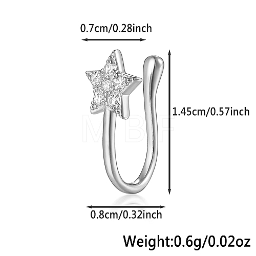 925 Sterling Silver Pave Clear Cubic Zirconia Star Nose Rings MA2524-2-1