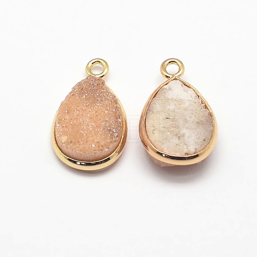 Electroplate Natural Druzy Crystal Charms G-A124-06C-1