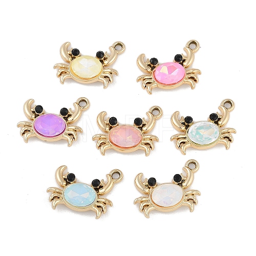 UV Plating Alloy with Mixed Color Glass Rhinestone Pendants FIND-M018-32G-1