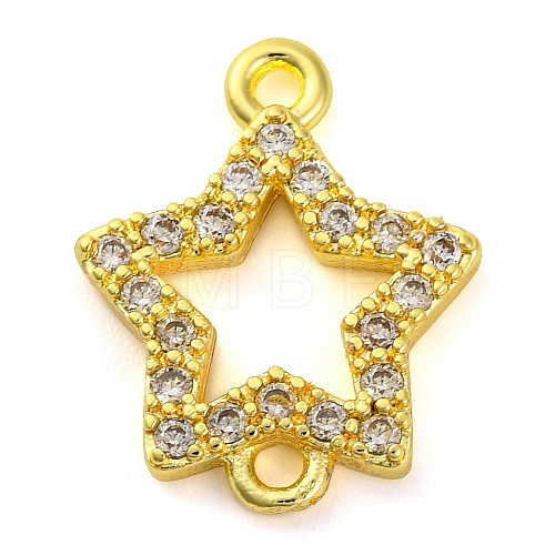 Brass Micro Pave Clear Cubic Zirconia Star Links Connector Charms KK-A230-03B-G-1