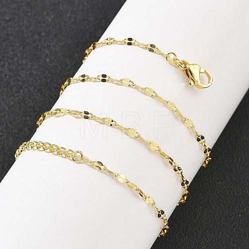 Brass Dapped Chains Necklaces for Women NJEW-D302-23G-1