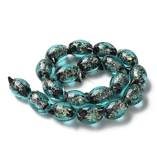 Handmade Foil Lampwork Beads Strands FOIL-Z001-04H-1