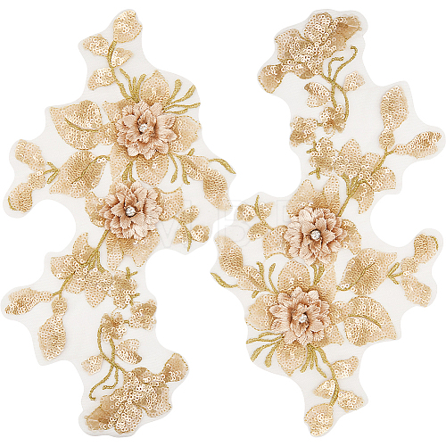 3D Flower Polyester Embroidery Sew on Appliques PATC-WH0012-33C-1