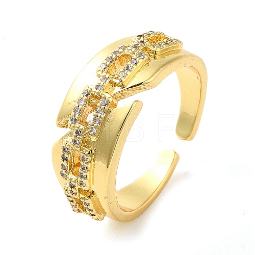 Brass Micro Pave Cubic Zirconia Cuff Rings RJEW-P102-08G-1