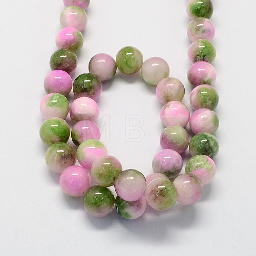 Natural Dyed White Jade Gemstone Bead Strands X-G-R271-6mm-XP25-1