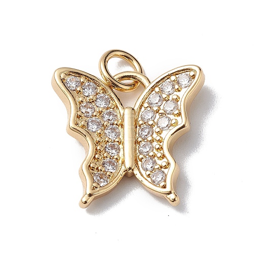 Brass Micro Pave Cubic Zirconia Charms KK-E003-02G-1