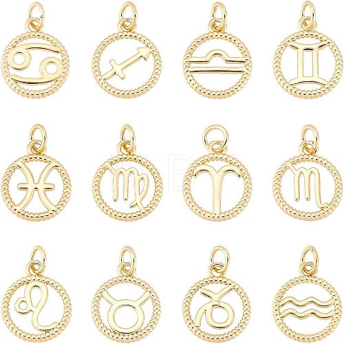 12Pcs 12 Style Brass Charms KK-FH0004-40-1