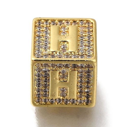 Brass Cubic Zirconia Beads KK-Q818-01H-G-1