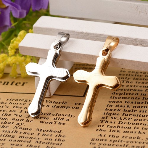 304 Stainless Steel Latin Cross Pendants STAS-I035-32-1