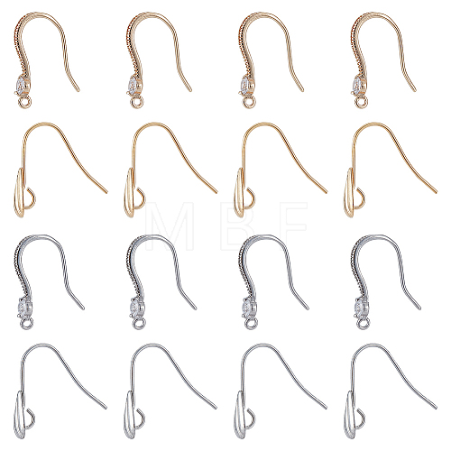   16Pcs 4 Style Brass Ear Hooks KK-PH0009-29-1